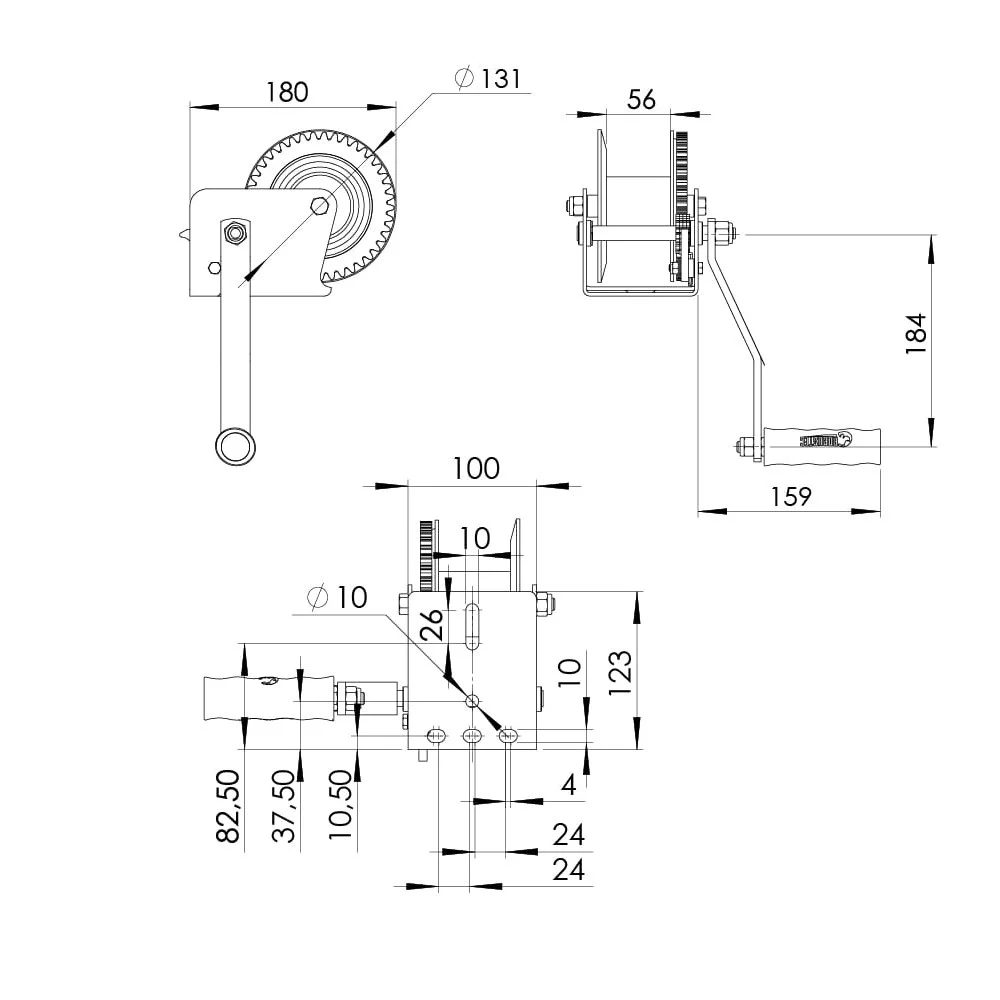 Malacate Manual Mod.1015 540kg (Derecho) - Imagen 3