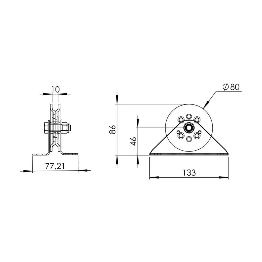Polea de cielo 80mm para 350Kg
